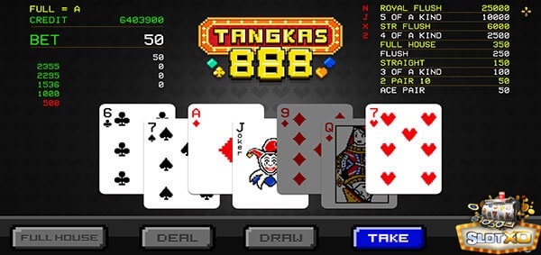 สัญลักษณ์ในเกม Tangkas 888 สล็อตไพ่สไตล์ 8 บิต